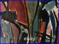 Belle Peinture Huile Sur Toile Abstrait Signé A Identifier Abstraction 1960 Art