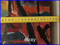 Belle Peinture Huile Sur Toile Abstrait Signé A Identifier Abstraction 1960 Art