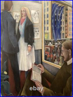 Belle Peinture Huile Toile portrait homme Ecole Américaine EW À Identifier 1981