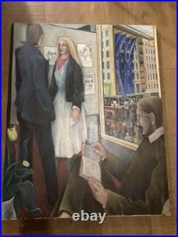 Belle Peinture Huile Toile portrait homme Ecole Américaine EW À Identifier 1981
