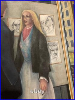 Belle Peinture Huile Toile portrait homme Ecole Américaine EW À Identifier 1981