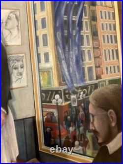 Belle Peinture Huile Toile portrait homme Ecole Américaine EW À Identifier 1981