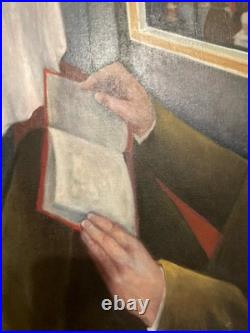 Belle Peinture Huile Toile portrait homme Ecole Américaine EW À Identifier 1981