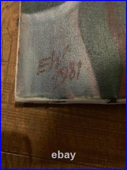 Belle Peinture Huile Toile portrait homme Ecole Américaine EW À Identifier 1981