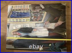 Belle Peinture Huile Toile portrait homme Ecole Américaine EW À Identifier 1981