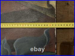 Belle Peinture Huile Toile portrait homme Ecole Américaine EW À Identifier 1981