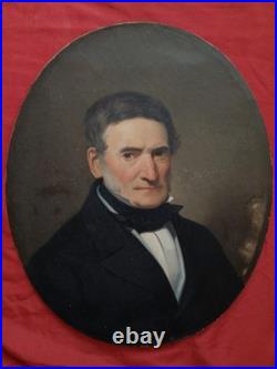Belle école Française XIX e siècle de 1855 Portrait d'homme