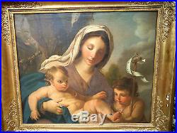 Belle peinture religieuse Saint Anne et l'enfant jésus époque XVIIIème siècle