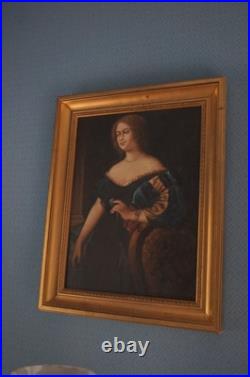 Belle peinture tableau huile sur toile, avec cadre dore 50x40cm, d un chateau