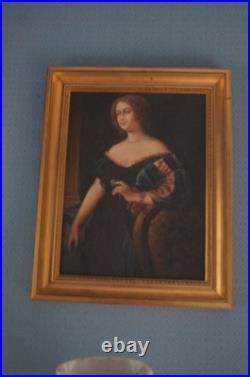Belle peinture tableau huile sur toile, avec cadre dore 50x40cm, d un chateau