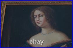 Belle peinture tableau huile sur toile, avec cadre dore 50x40cm, d un chateau