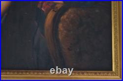 Belle peinture tableau huile sur toile, avec cadre dore 50x40cm, d un chateau