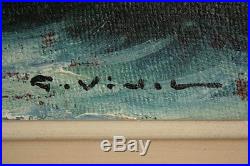 Bord de mer agité huile sur toile signée G. Vidal'marine