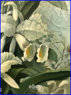 Bouquet de fleurs, huile sur toile XIXe