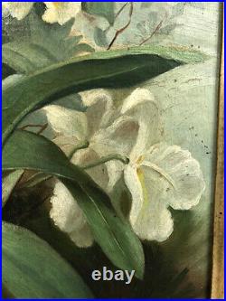 Bouquet de fleurs, huile sur toile XIXe