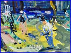 CLAUDE REYNIER. Les Joueurs de Pétanque. Peinture huile sur toile signé