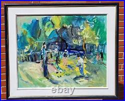 CLAUDE REYNIER. Les Joueurs de Pétanque. Peinture huile sur toile signé