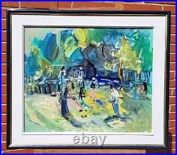 CLAUDE REYNIER. Les Joueurs de Pétanque. Peinture huile sur toile signé