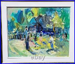 CLAUDE REYNIER. Les Joueurs de Pétanque. Peinture huile sur toile signé