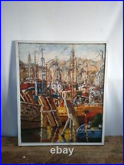 Catherine Moro-sers Marine Huile Sur Toile XX Ème Peinture Tableau