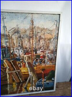 Catherine Moro-sers Marine Huile Sur Toile XX Ème Peinture Tableau