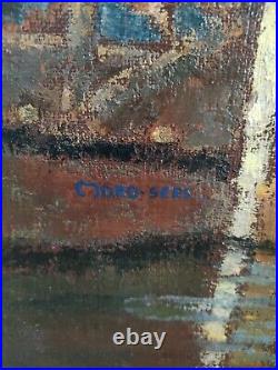 Catherine Moro-sers Marine Huile Sur Toile XX Ème Peinture Tableau