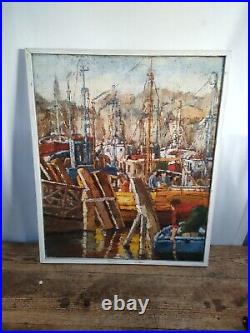Catherine Moro-sers Marine Huile Sur Toile XX Ème Peinture Tableau
