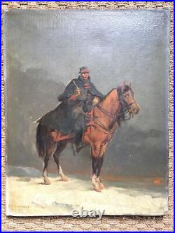 Cavalier /Militaire Joseph René Gouézou (1821-1880) Huile sur toile signée