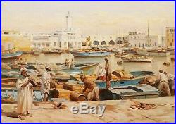 Charles PRÉLAT tableau orientaliste port ALGER paysage Algérie Bassin Amirauté