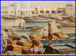 Charles PRÉLAT tableau orientaliste port ALGER paysage Algérie Bassin Amirauté