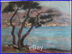 Charles WEISSER (1864-1940) Vue de Menton Grand Tableau Impressionniste 1920