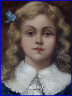 Charmant Portrait Impressionniste 1900. La Jeune Fille Au Ruban Bleu