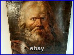 Chevalier Huile sur toile XVIIIème Portrait homme barbu Ecole Française