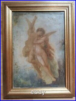 Circa 1800 Nymphe enlevée par un ange Huile sur toile symbolisme nu boticelli