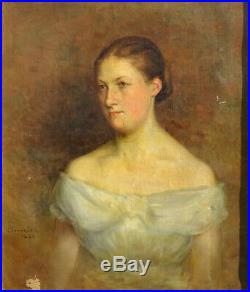 Clements Portrait de femme Ecole française Huile sur toile fin XIXème siècle