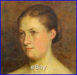Clements Portrait de femme Ecole française Huile sur toile fin XIXème siècle