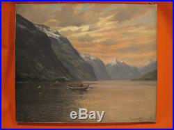 Conrad SELMYHR Paysage Marine Bateaux dans un fjord norvégien Tableau Peinture