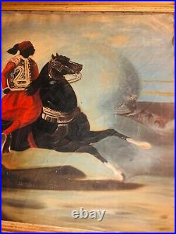DE DREUX Alfred (d'après) CHEVAL ARABE HUILE SUR TOILE Nubian horseman
