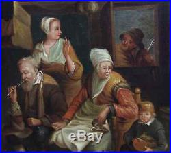 D. Ryckaert 1616-1661 (suiveur) Grande & Belle Toile. Scène D'intérieur Paysan