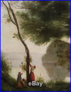 D'apres Jean-baptiste Camille Corot Tableau Souvenir De Mortefontaine Paysage