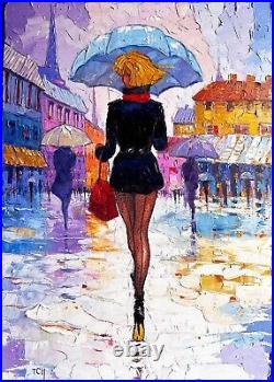 Dans la nouvelle ville- huile sur toile, 50x70cm, signèe Lidia Tchoumakova