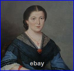 Delatre Portrait de Femme Ecole Française du XIXème siècle Huile sur Toile 1862