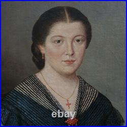 Delatre Portrait de Femme Ecole Française du XIXème siècle Huile sur Toile 1862