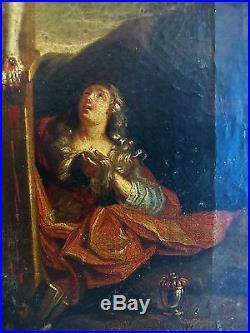 ECOLE FLAMANDE du XVIIIè. Marie Madeleine au pied de la Croix. Suiveur de RUBENS