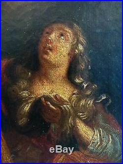ECOLE FLAMANDE du XVIIIè. Marie Madeleine au pied de la Croix. Suiveur de RUBENS