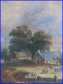 ECOLE FLAMANDE du XVIIIè. Paysage au Moulin. Suiveur de Ruysdael. CADRE