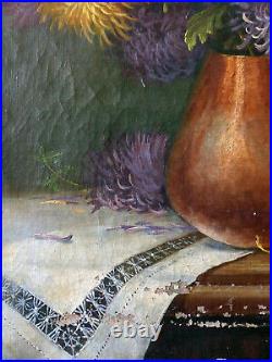 E. Canonge, Bouquet, fin XIXe, huile sur toile