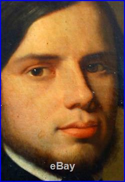 E MULLER Portrait d'homme Epopque Louis Philippe Huile sur toile