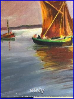 Ecole Art Déco Huile sur toile Derasse Port Saint Malo Tour Solidor 1955 Ecole Art Déco Huile sur toile Derasse Port Saint Malo Tour Solidor 1955