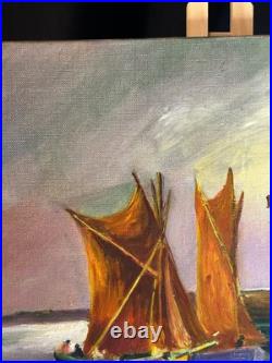 Ecole Art Déco Huile sur toile Derasse Port Saint Malo Tour Solidor 1955 Ecole Art Déco Huile sur toile Derasse Port Saint Malo Tour Solidor 1955
